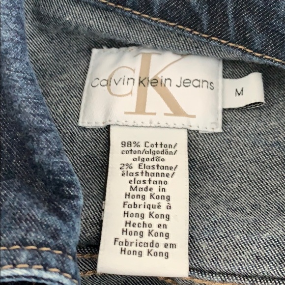 Calvin Klein darker wash blue jean jacket - Picture 7 of 7